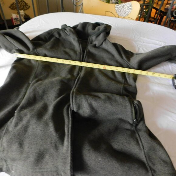 L.L. Bean Black Olive Long Sweater fleece zipper hoodie Petite XL - Picture 11 of 13